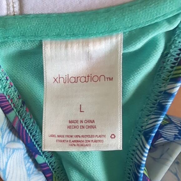 Xhilaration Blue and Purple Bikini Top with Ruffle Overlay Off The Shoulder - Picture 5 of 5